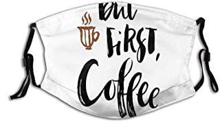 BYJHMB Coffee Brush Style Quotation Print Cotton Washable Nose Wired Face Cover Filter Pocket Wide Cover with Filter  